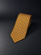 Amber — Gold Medallion Necktie for Navy and Charcoal Suits