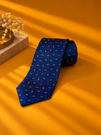 Blue Prestige royal blue paisley polysilk necktie with white paisley pattern – BT Style Signature