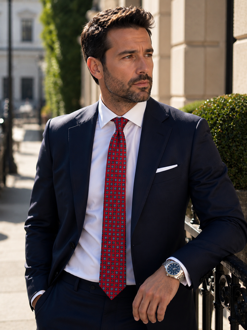 Carmine | Luxury Handmade Printed Silk Necktie