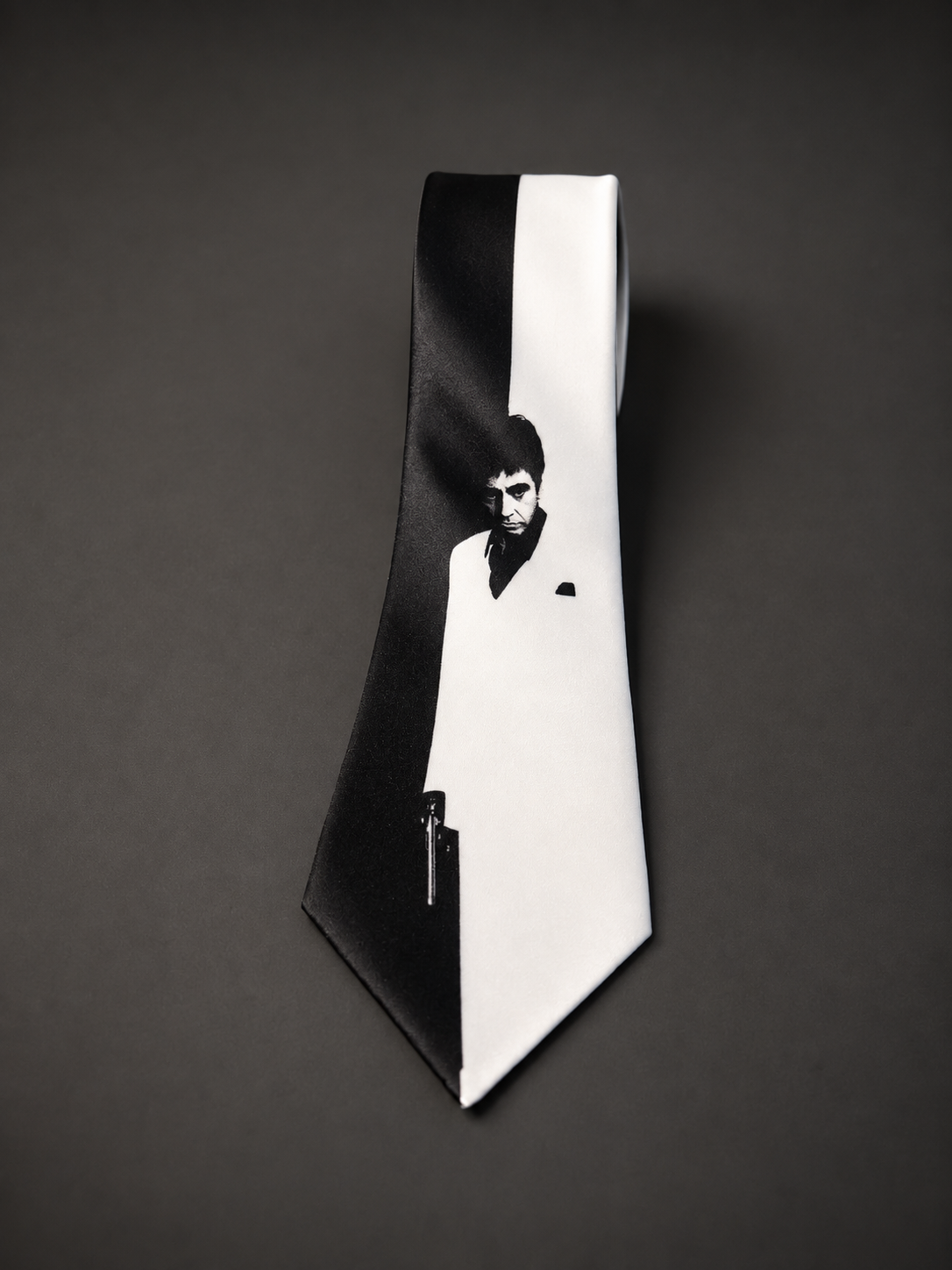 Scarface | Black & White Statement Satin Necktie