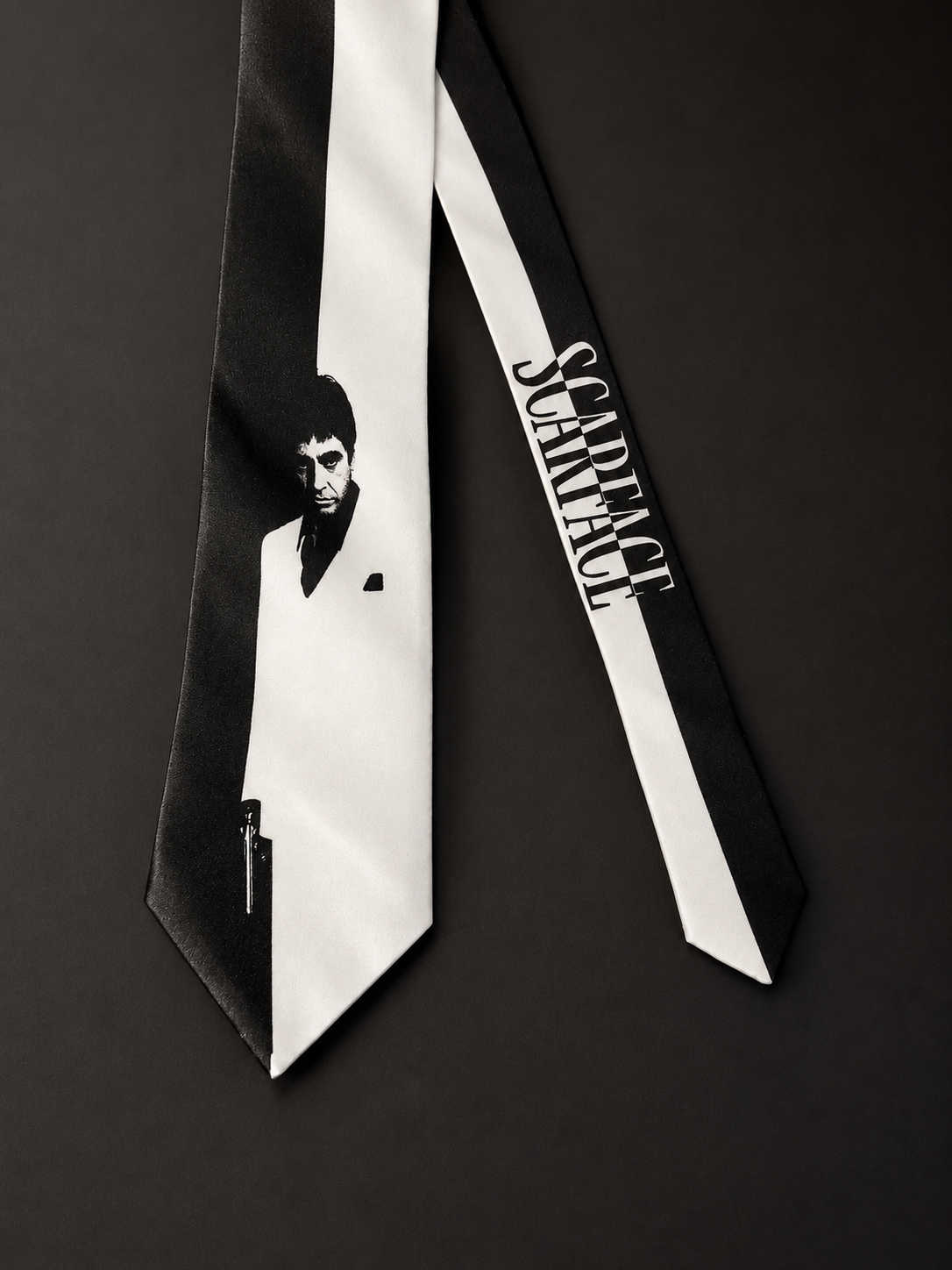 Scarface | Black & White Statement Satin Necktie