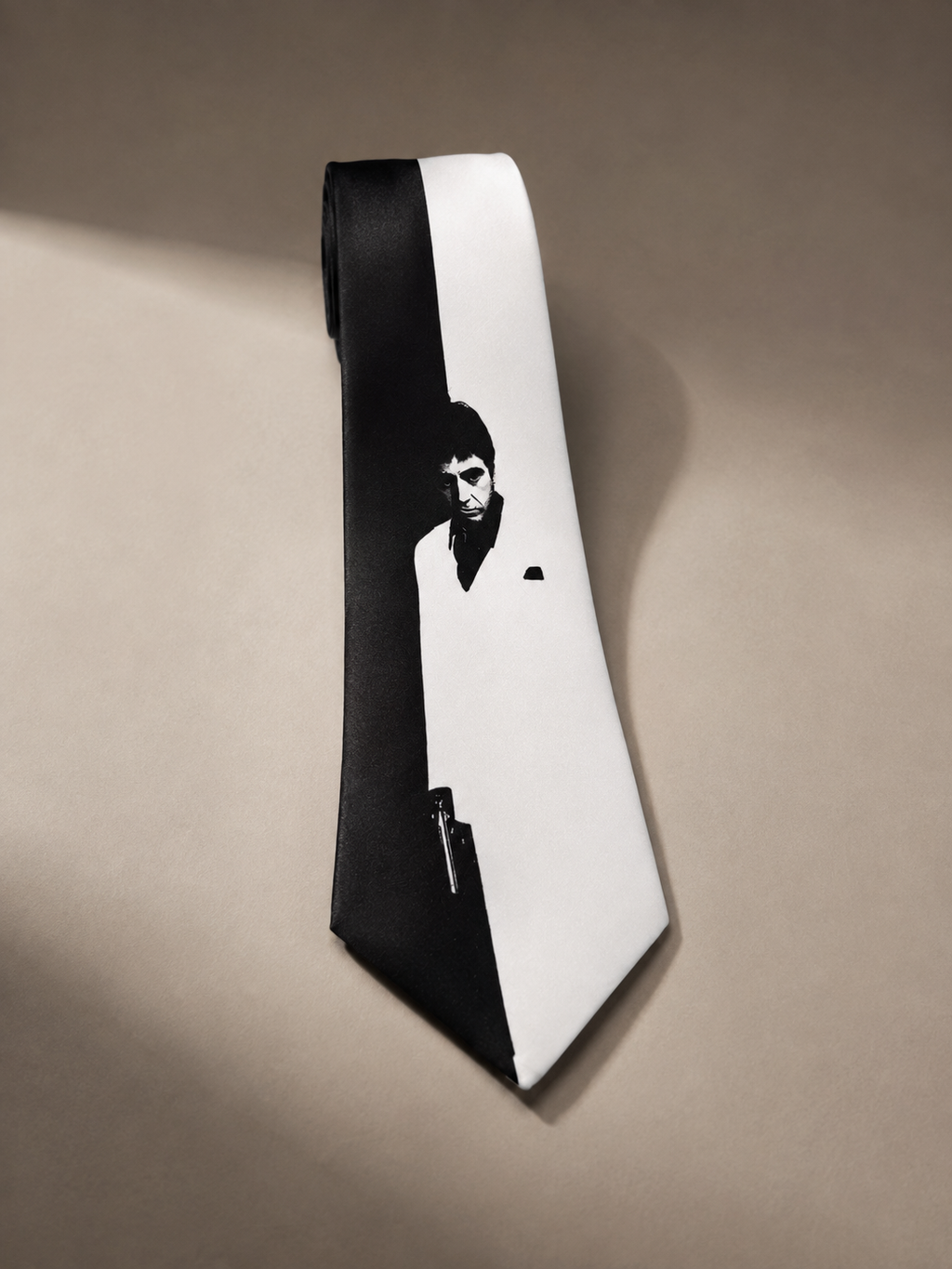 Scarface | Black & White Statement Satin Necktie