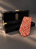 Sienna — Rust Red Floral Necktie for Autumn and Winter Tailoring