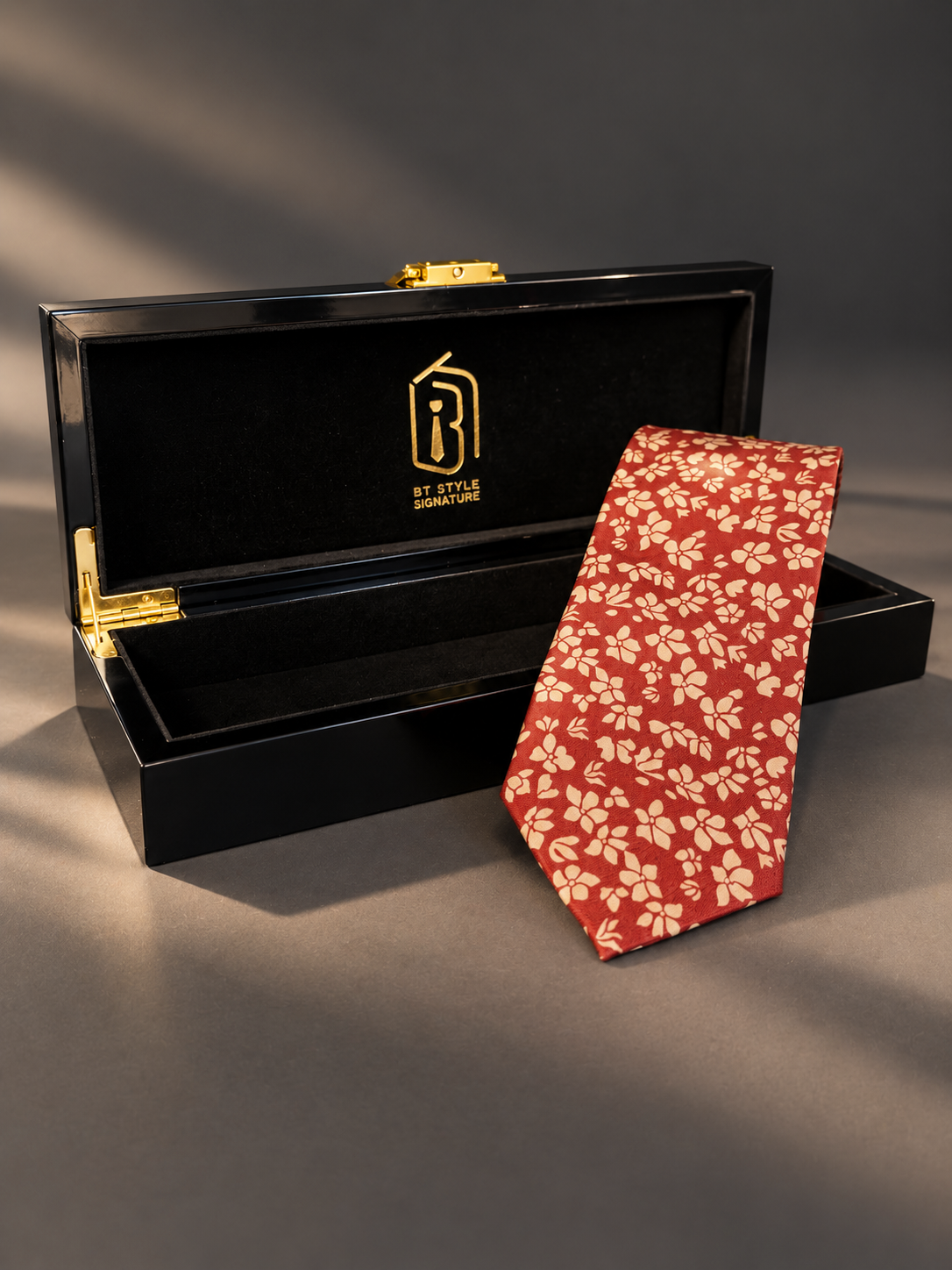 Sienna — Rust Red Floral Necktie for Autumn and Winter Tailoring