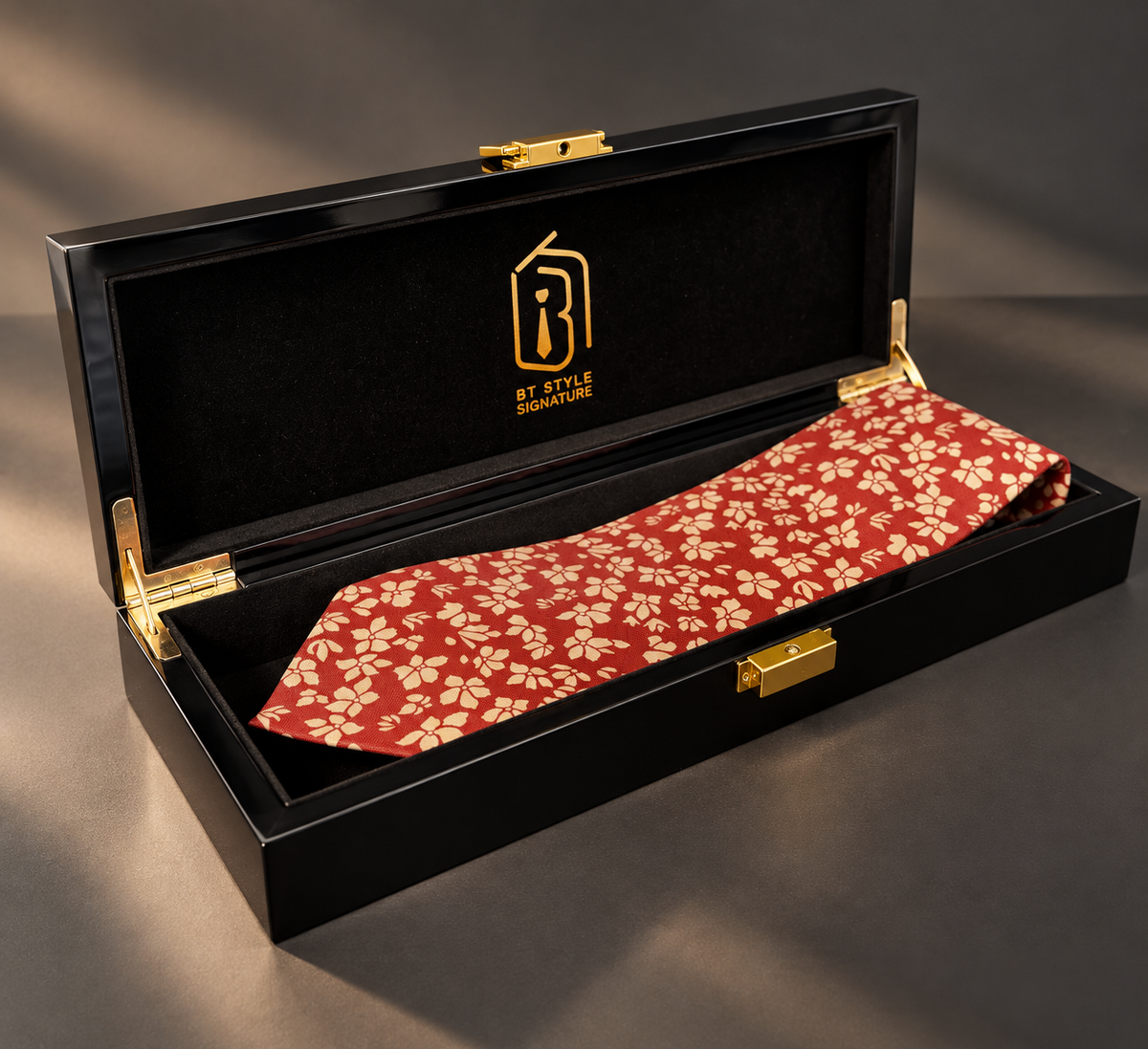 Sienna — Rust Red Floral Necktie for Autumn and Winter Tailoring