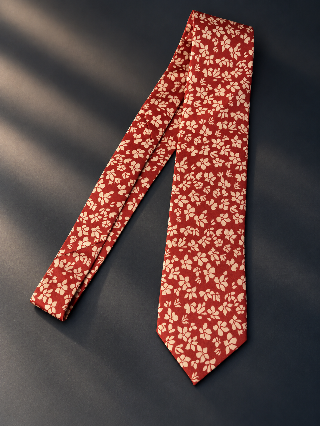 Sienna — Rust Red Floral Necktie for Autumn and Winter Tailoring
