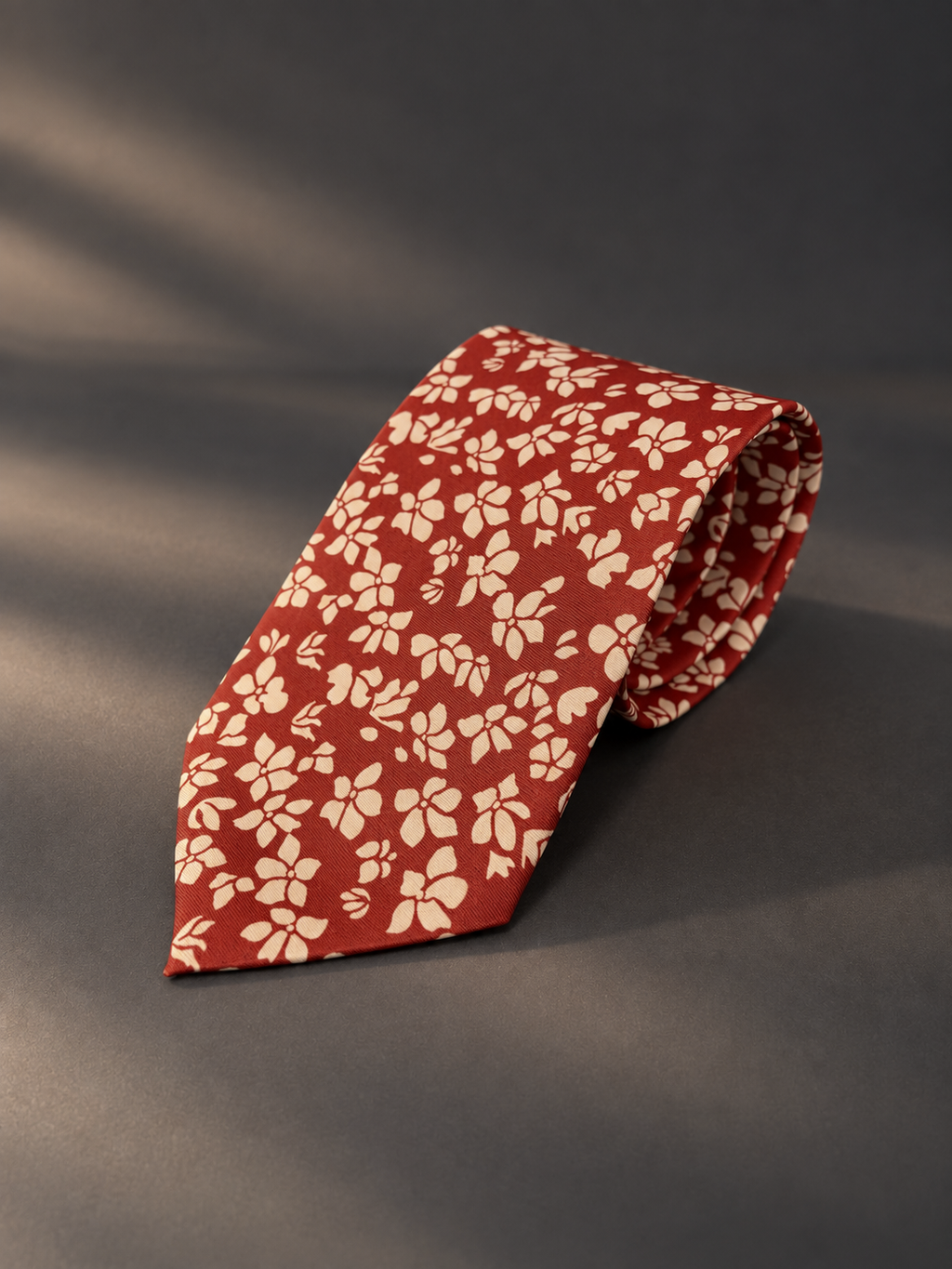 Sienna — Rust Red Floral Necktie for Autumn and Winter Tailoring