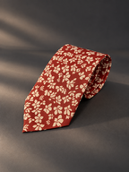 Sienna — Rust Red Floral Necktie for Autumn and Winter Tailoring