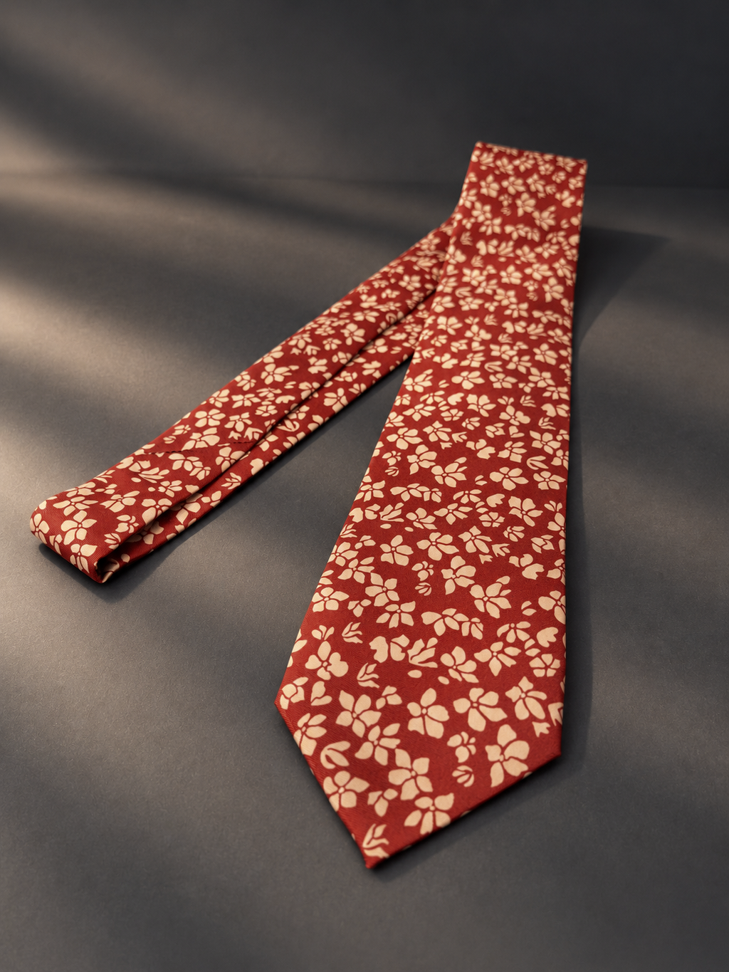 Sienna — Rust Red Floral Necktie for Autumn and Winter Tailoring