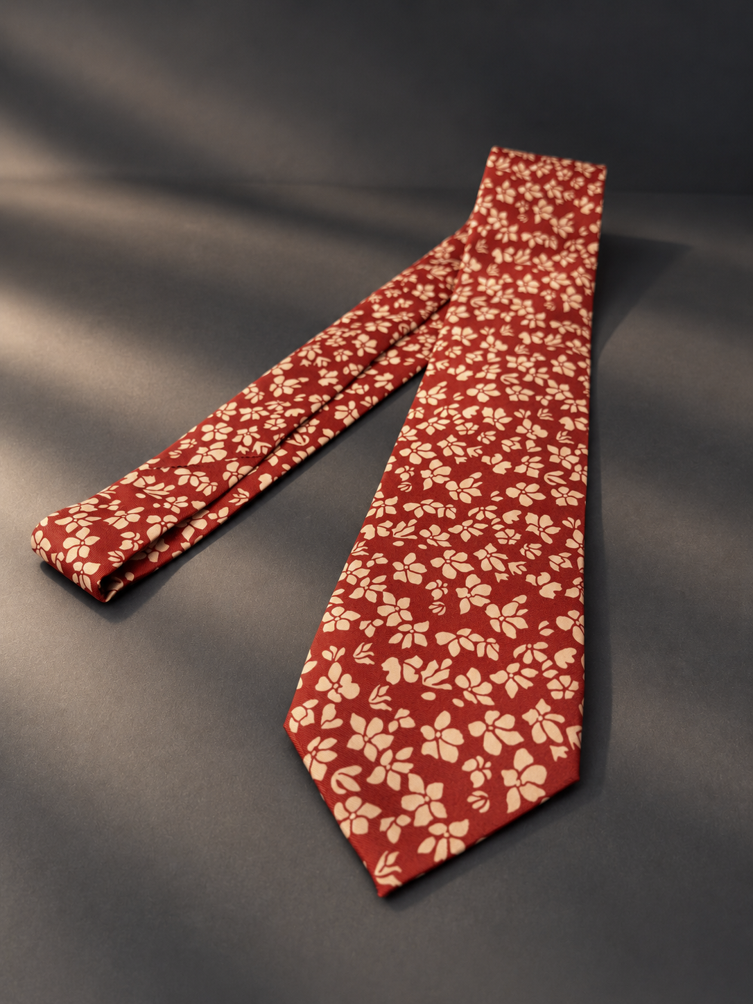 Sienna — Rust Red Floral Necktie for Autumn and Winter Tailoring