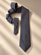 Windsor slate-blue necktie with matching pocket square